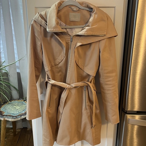 Soia & kyo Arabella belted above the knee hooded trench coat - Picture 2 of 9
